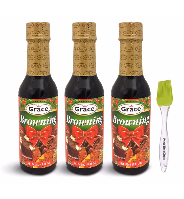 Grace Browning 4.8 FL Oz (Pack of 3) Bundle with PrimeTime Direct Silicone Basting Brush in a PTD Sealed Bag