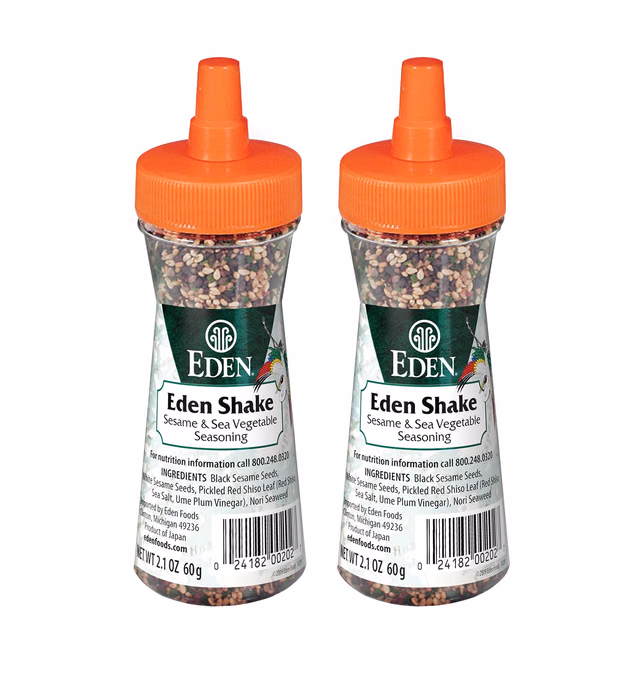 Eden Shake Furikake, Made in Japan, Rice Seasoning, No Sugar, Seaweed, Nori, Pickled Red Shiso Leaf, Black and White Sesame Seeds, Rice Topping, Onigiri, 2.1 oz (2-Pack)