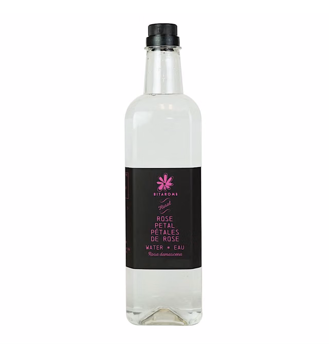 Bitarome All Natural Rose Blossom Water for Cooking, 1L (33.81oz) | For Nougats, Turkish Delights, Baklava and More. No Additives, Vegan