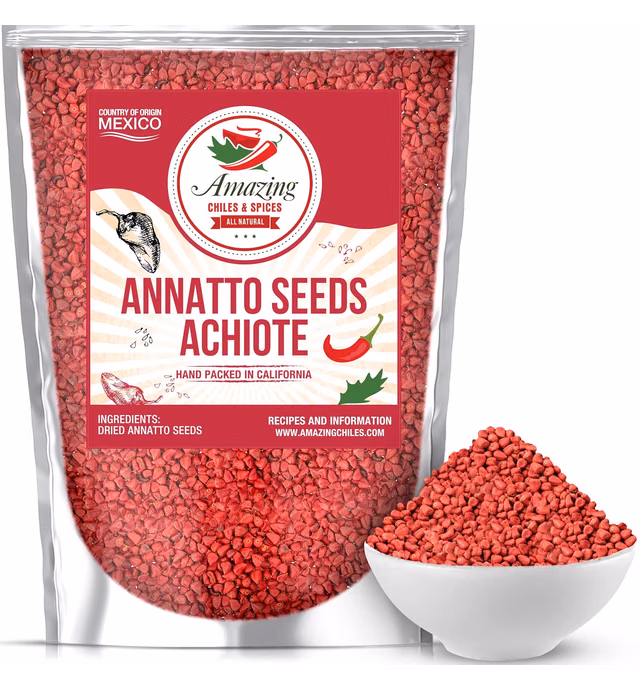 Achiote Seeds – Whole Annatto 4oz. Premium All Natural, Add Color and Mild Flavor in Soup, Stews, Meats and Mexican Recipes
