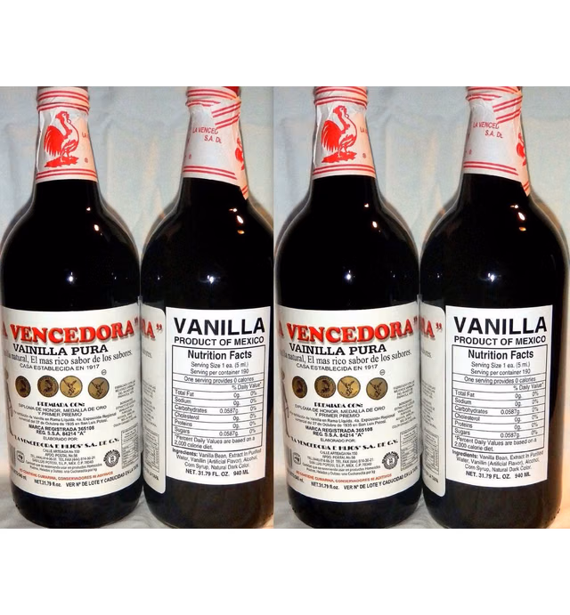 La Vencedora Mexican Vanilla Extract 31.78oz Each 4 Glass Bottles Product From Mexico