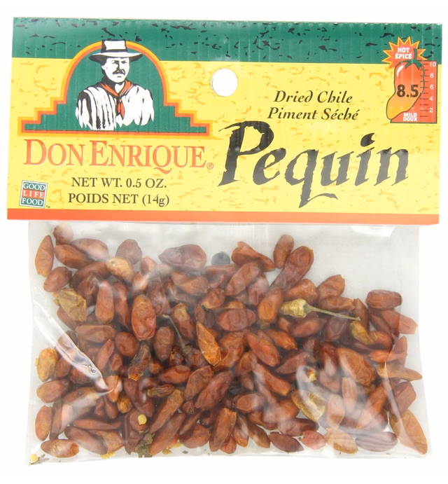 Don Enrique Pequin 0.5 oz Bags (Pack of 12), Dried Pequin Chiles for Spicing and Garnishing in Cooking and Baking, Very Hot Dried Chiles 6 out of 10 Heat