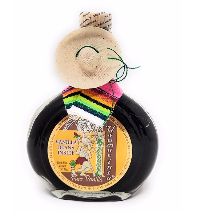 Usumacinta Pure Mexican Vanilla, 9.1 Ounces Artisan Glass Bottle (Amber) Gift Set
