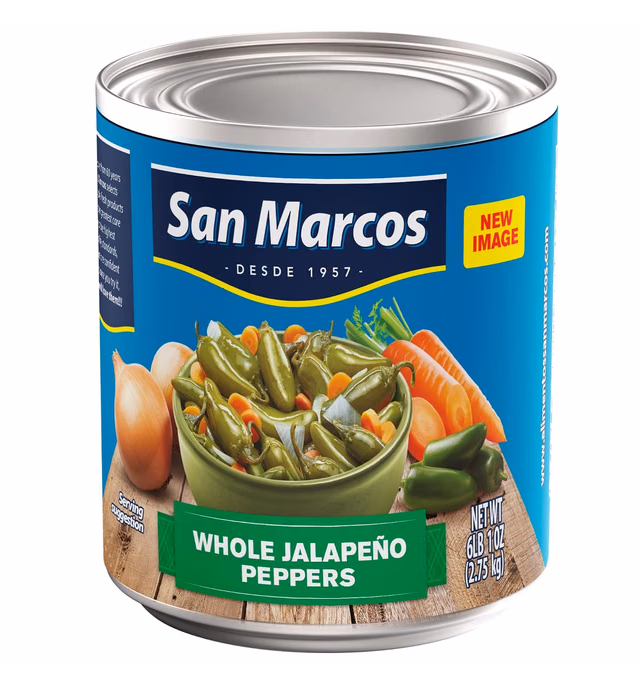 San Marcos Whole Jalapenos, 6 Lb, 97 oz, Carefully handpicked Whole Jalapeños Peppers