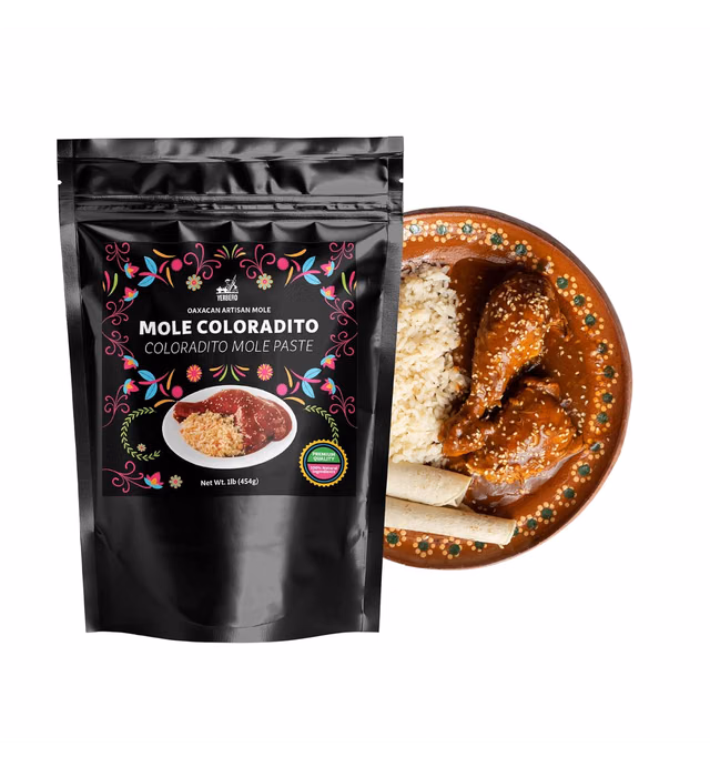 Yerbero - Authentic Artisan Mole Coloradito Oaxaqueño 1.1 Lb (455gr) | Artesanal Oaxacan Coloradito Mole Paste | Premium Quality Ingredients, All Natural, No GMO´s, No Additives. Imported From Oaxaca Mexico.