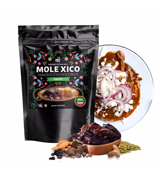 Yerbero - Authentic Artisan Mole Xico Veracruz 1.1 Lb (455gr) | Artesanal Mole Veracruzano (Sweet & Spicy Flavors) | Premium Quality Ingredients, All Natural, No GMO´s, No Additives. Imported From Veracruz Mexico. (Sweet Xico Mole)