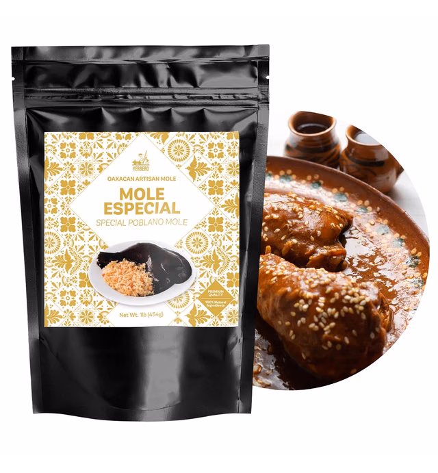 Yerbero - Authentic Gourmet Mole Especial Poblano 1.1 Lb (455gr) | Artisan Special Poblano Mole Paste | Premium Quality Ingredients, All Natural, No GMO´s, No Additives, Hand Made. Imported From Puebla Mexico.
