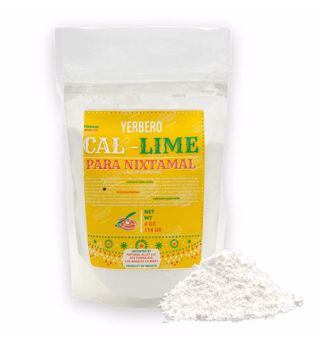 Yerbero - Mexican Cal (Lime Powrder) 4 oz (114 gr) | Cal Mexicana Para Nixtamal o Sazonador Mexicano | Premium Quality For Nixtamalization & Tortilla Making - Imported From Mexico.
