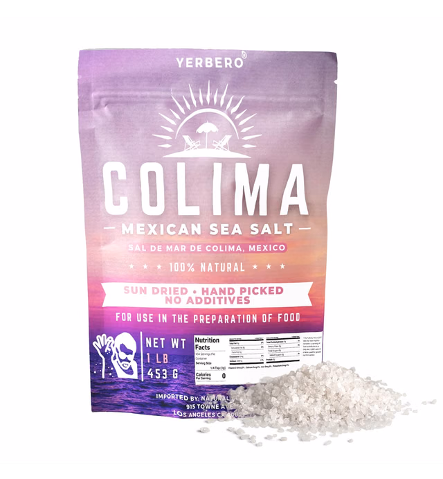 Yerbero - Premium Colima Sea Salt Unrefined 1 lb (456 g) | 100% All Natural Sea Salt, Gourmet Grade, Non GMO's. Kosher | Hand Harvested | Imported From Lagoon Cuyutlán “Tepalcates” Colima, Mexico.