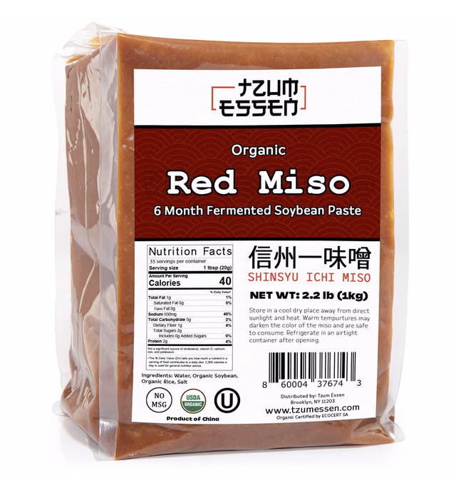 Organic Red Miso Paste (Aka) Dark Soybean Paste Fermented 6 Months | 2.2 lb (35.2 oz)