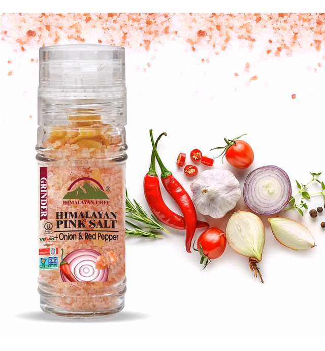 Himalayan Chef Onion & Red Crushed Pepper with Pink Himalayan Salt Grinder-3.5 oz (5327A)
