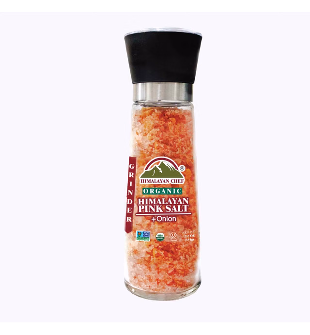 Himalayan Chef Organic Onion & Crushed Red Pepper With Pink Salt, Glass Grinder-12.5 Oz