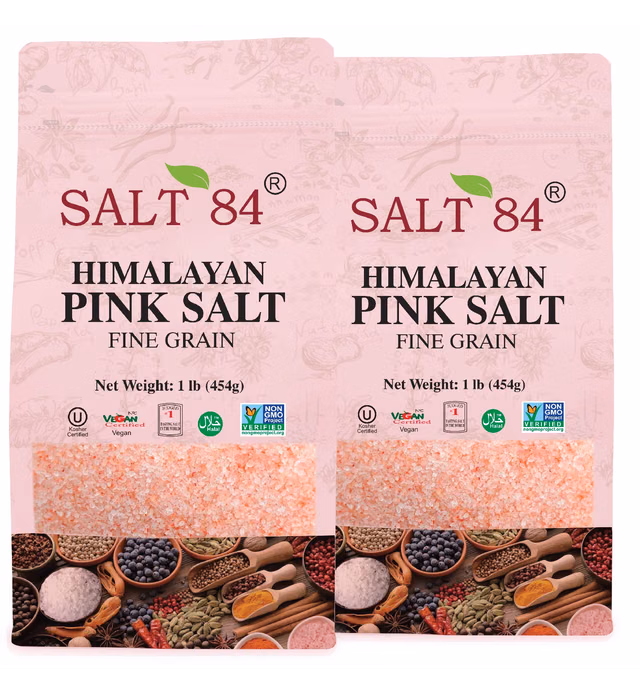 Himalayan Chef Pure Pink Salt Fine Grain, Coarse, 1 Pound (Pack of 2)