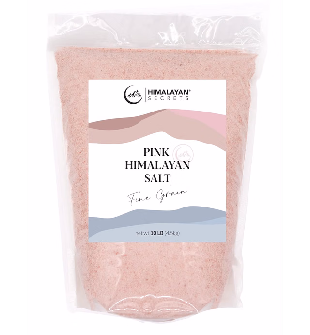 Himalayan Secrets Pink Rock Salt - 10LB - Coarse, Fine, Powder Grain Bulk Size - 100% Natural & Unrefined (Fine (0.3-0.5mm))