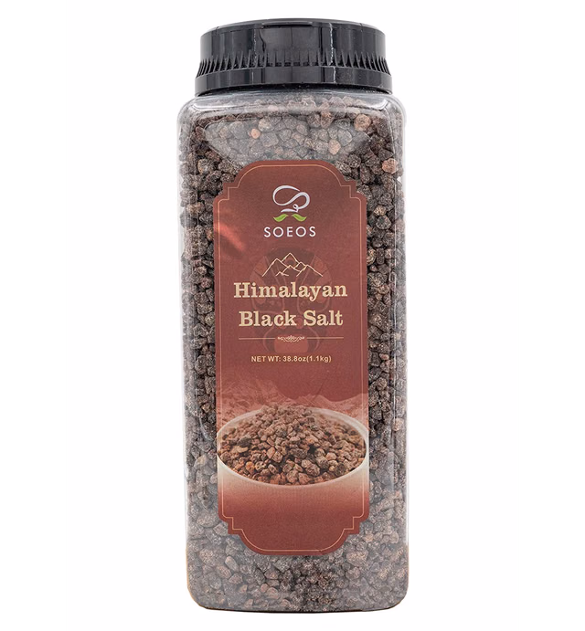 Soeos Himalayan Black Salt 1.1kg (38.8oz), Coarse Grain, Gluten-Free, Pure and Natural Black Salt, Natural Vegan Seasoning, Perfect for Faux Egg Recipes and Vegan Scramble, Black Salt for Cooking.