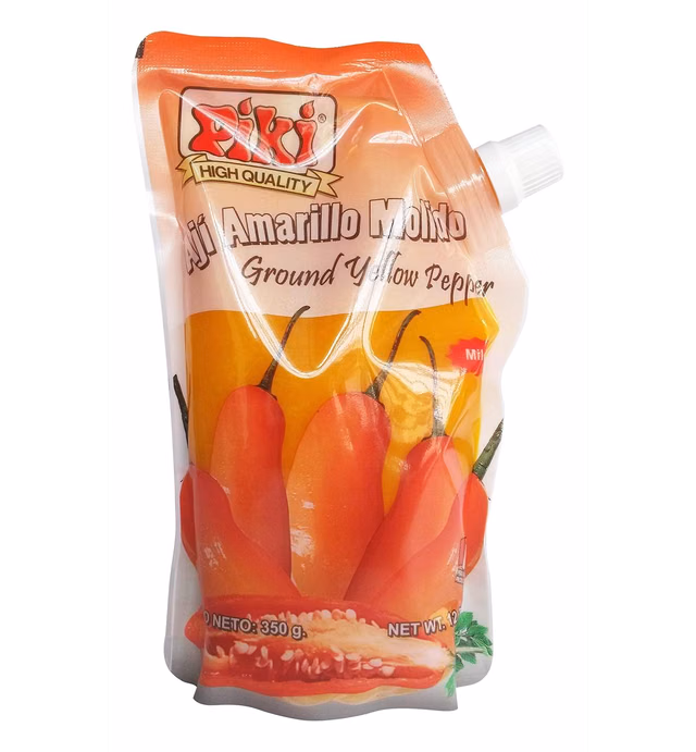 Piki Aji Amarillo molido ( Ground Yellow Pepper Sauce ) 12.35 oz ( 350 g ) Doypack bag (Pack of 1)