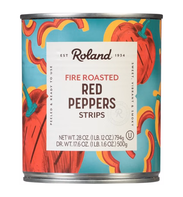 Roland Foods Fire Roasted Red Peppers, Strips, Specialty Imported Food, 28-Ounce Can ( count of 4 )