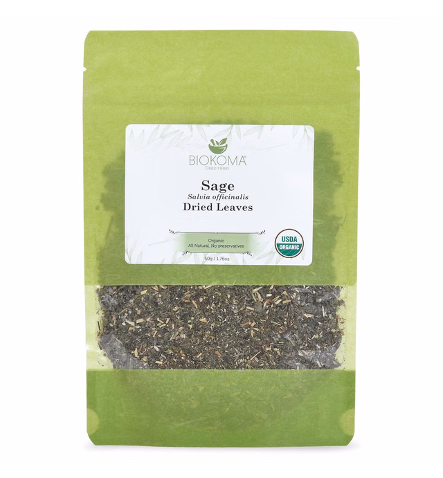 Pure and Organic Biokoma Sage Dried Leaves 50g (1.76oz) In Resealable Moisture Proof Pouch