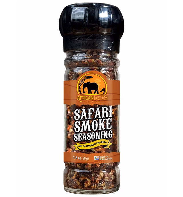 Safari Smoke Seasoning by African Dream Foods | All-Natural Smoky Seasoning | Made with Smoked Paprika | 1.8 oz grinder