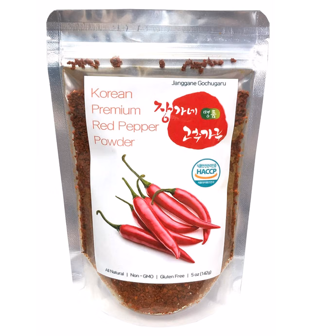 Hot Spicy Gochugaru - Korean Premium Dried Red Pepper Powder Kimchi Spicy Flakes - Normal Grinding 142g (5oz)