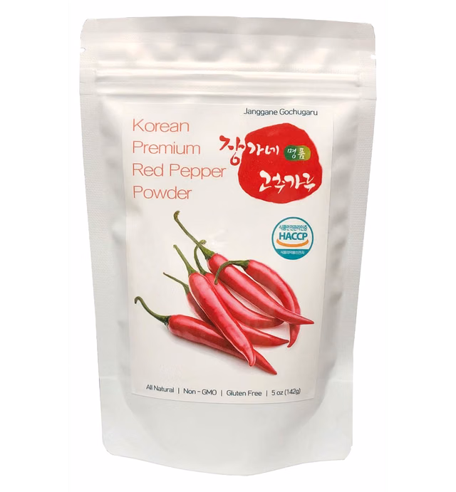 Korean Premium Dried Red Pepper Powder Gochugaru Kimchi Spicy Chili Flakes -Fine Grinding142g (5oz)