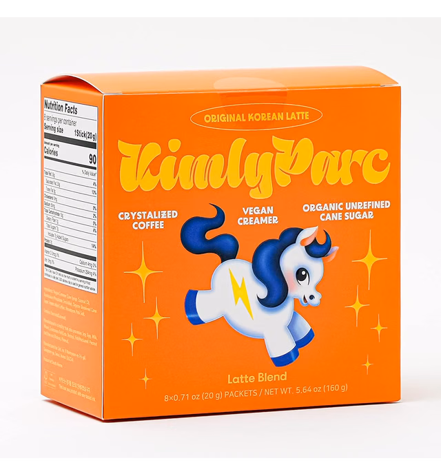 KimlyParc Premium Instant Coffee Original Korean Latte with Vegan Creamer, Organic Unrefined Cane Sugar, Himalayan Pink Salt - Lactose & Gluten free(8 Single Serve Packets)