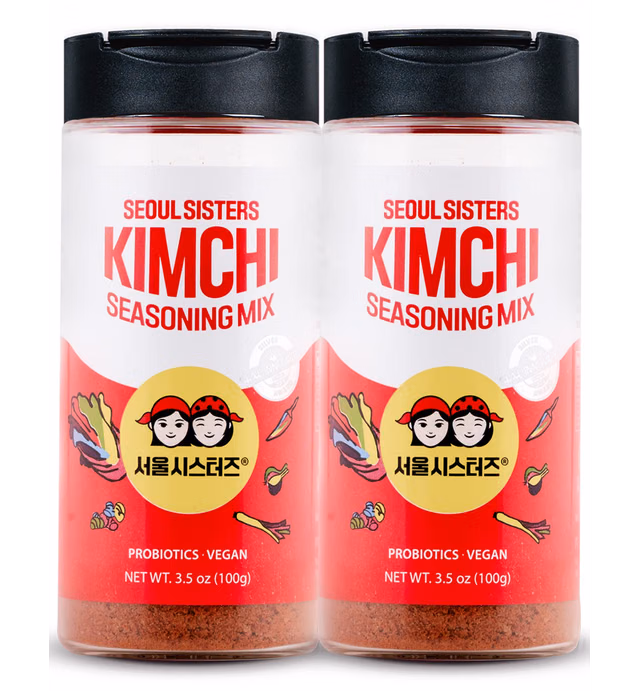 SEOUL SISTERS Korean Kimchi Powder Seasoning Mix 3.5 oz (100g) 2EA - ORIGINAL Spicy Seasoning Mix, Rich in Probiotics, Delicious Barbecue Dry Rub for Chicken Pork Fish Vegetables