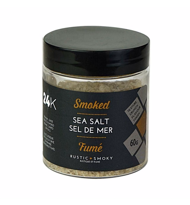 24K Smoked Sea Salt Flakes - 2.1 oz (60 g) | Premium Gourmet Finishing Salt, Fine Flakes