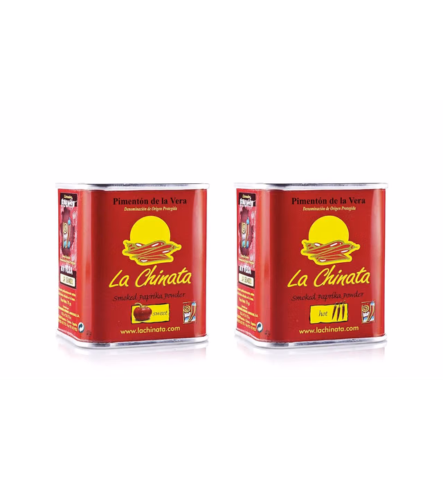 La Chinata. Smoked Paprika Powder. Pack of 2 tins (1 Sweet, 1 Hot). 70g (2.47oz) each.