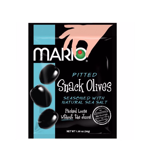 Mario Camacho Foods Green Pitted Snack Olive Tripack with Natural Sea Salt, 3.15 Ounce