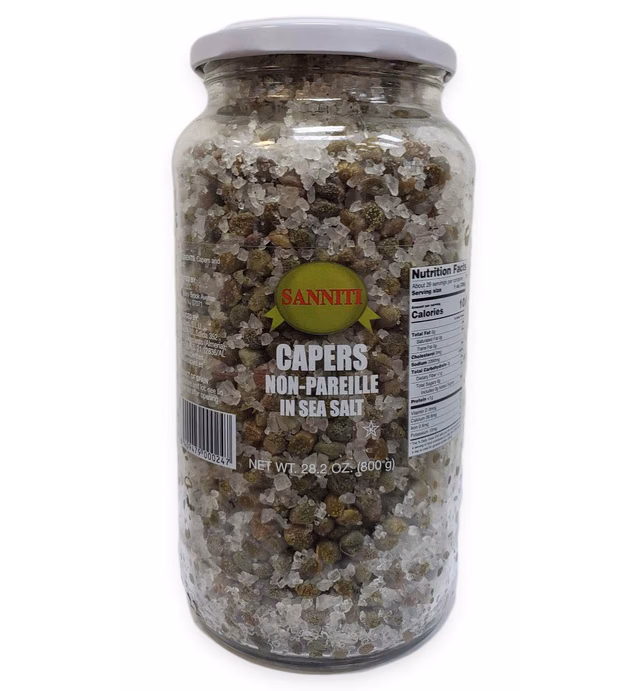 Sanniti Spanish Capers Non-Pareille in Sea Salt, 28.2 Ounce