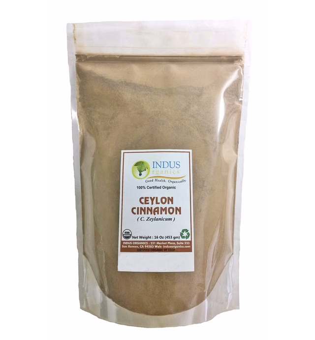 Indus Organics Ceylon Cinnamon Powder, Refill Bag, 1 Lb, Premium Grade, High Purity, Freshly Packed