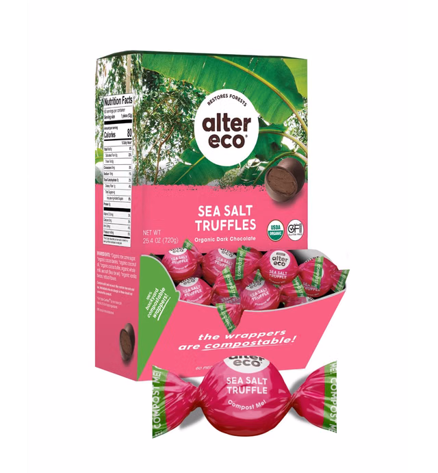 Alter Eco | Deep Dark Sea Salt Truffles | 58% Pure Dark Cocoa, Fair Trade, Organic, Non-GMO, Gluten Free Dark Chocolate Truffles | 60 Truffles
