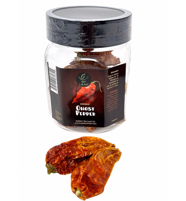 Whole Dried Ghost Pepper Pods (Bhut Jolokia) - 8 Whole Pods