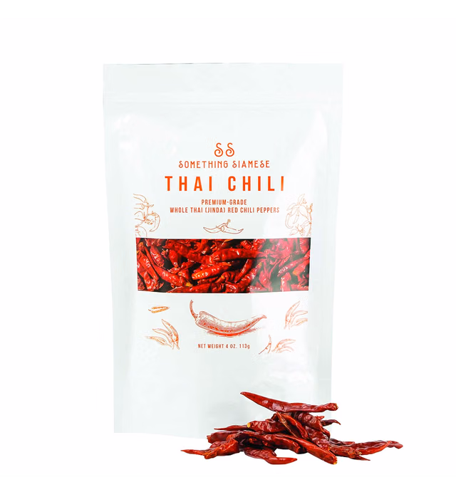 Something Siamese | Authentic premium hot red pepper Jinda dried chili peppers from Thailand 4 OZ (pack of 1)
