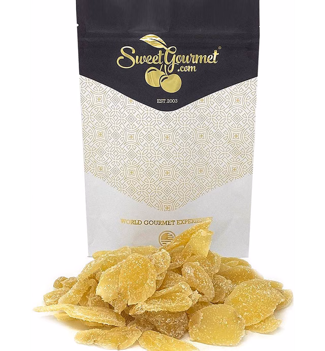SweetGourmet Candied Dried Crystallized Ginger Root Slices | 1 Pound