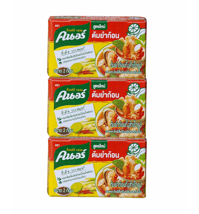 Thai Knorr Tom Yum Seasoning Cubes 24g. (Pack of 3)