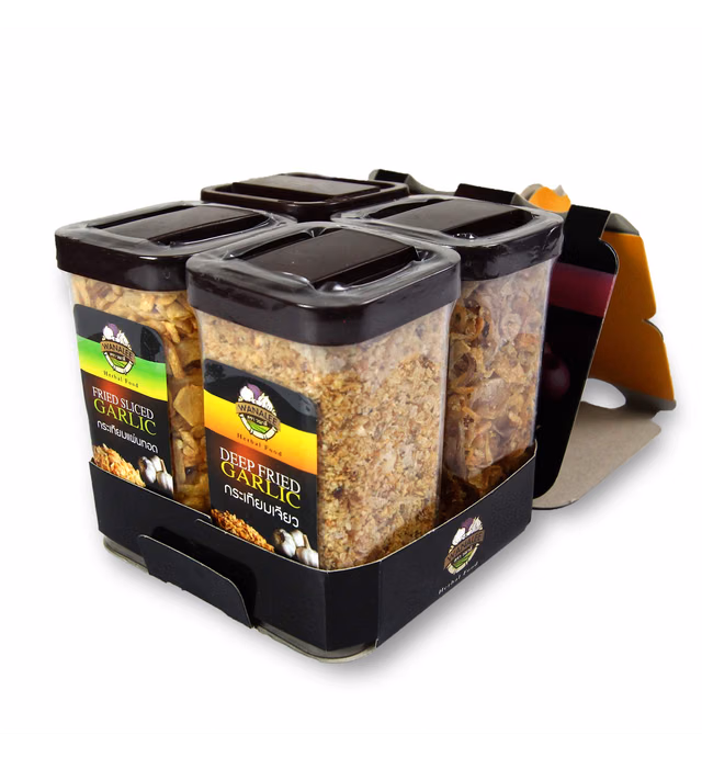 Wanalee Thai Cooking Starter Set - Fried Garlic and Shallots Onion, Pack of 4 (Shallots and Garlic Set)