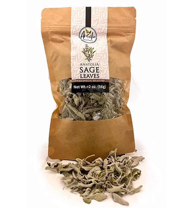 Arselia Dried Sage Leaves | Premium Wild Sage | Whole Sage Spices | Meditteranean Sage Leaf | Sage Tea | Cooking & Smudge Sage | All Green 2 oz.