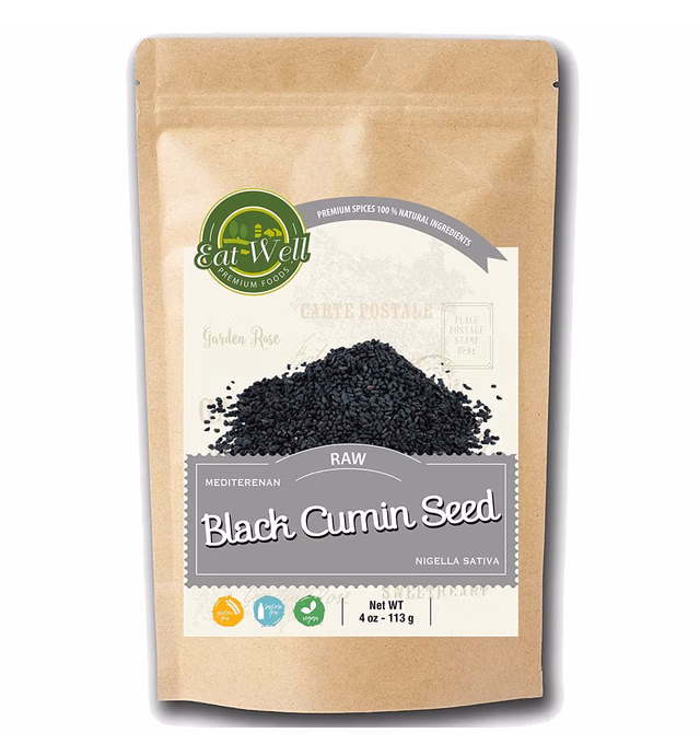 Eat Well Black Cumin Seeds 4 oz, 100% Natural Raw Whole Nigella Sativa Black Seed, Traditional Spices & Seasonings, Resealable Pack, Natural Gourmet Food & Spice Ingredients for Cooking