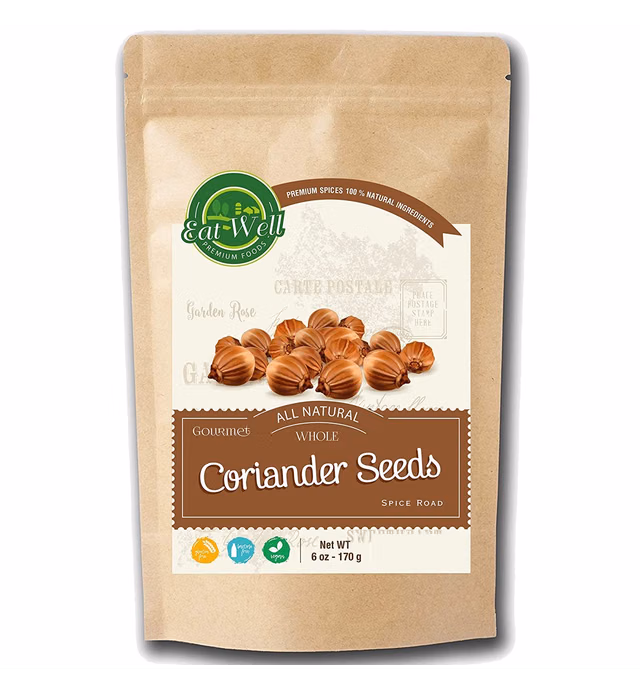Eat Well Coriander Seeds Whole 6 oz, Bulk Traditional Whole Coriander Cilantro Seeds,100% Natural, Fresh, Gourmet Spices Seasonings, Pure Spice Ingredients for Cooking, Herbs and Spice Mix