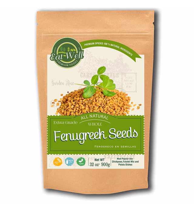 Eat Well Whole Fenugreek Seeds 32 oz, Bulk Fenugreek Methi Seed in Reseable Bag, Fenogreco en Semillas, Can be Ground to Powder or Used as Tea, 100% Natural Fresh Gourmet Spice Ingredients for Cooking