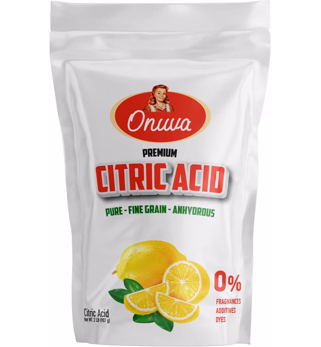 Onuva Citric Acid, 2 Pound (907 gr),Pure Food Grade,Non-GMO Project Verified,Flavor Enhancer & All-Natural Preservative | Fragrance Free Citric Acid for Bath Bombs,Cooking,Homemade Cleaning Supplies