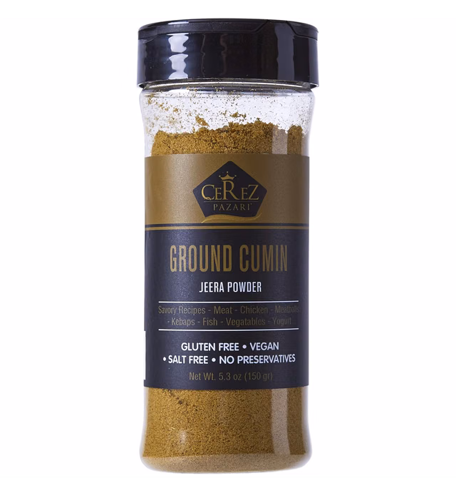 Cerez Pazari Ground Cumin 5.3 oz Premium Grade,%100 Natural, Freshly Grounded&Packed, Non-GMO, Gluten Free, No Preservatives, Easy To Use Flapper Spice Cap…