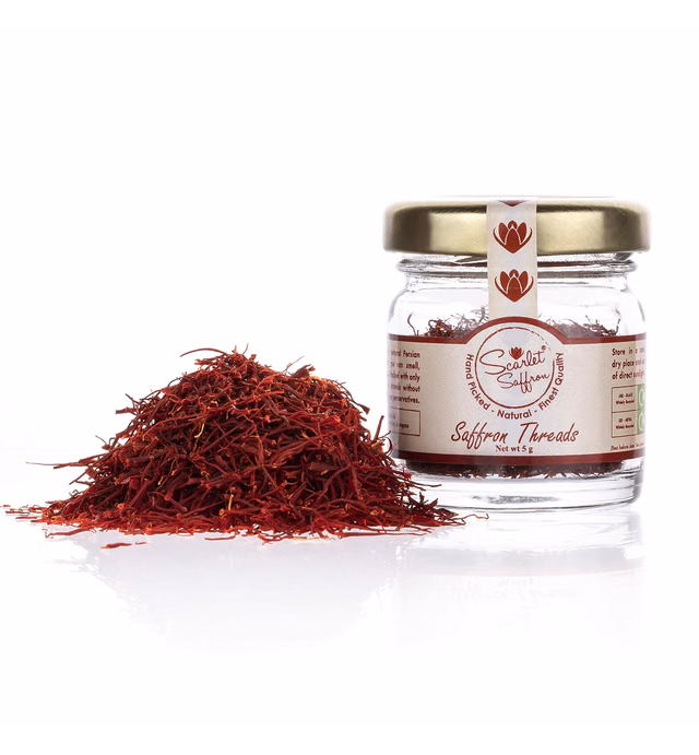 Scarlet Saffron Natural Red Saffron Threads (5 Grams/0.18 oz), Authentic Cooking Ingredient with Rich Color & Aroma, For Soups, Curry, Paella, Risotto & Beverages