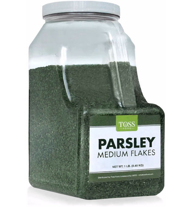 Toss English Parsley Flakes Medium Bulk 1 LB - Great Source of Fiber, Calcium & Iron - Great Addition to Cooking and Baking - Kosher