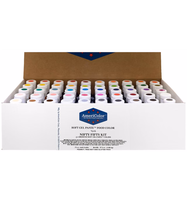 Food Coloring AmeriColor Nifty - Fifty Kit .75 Ounce Soft Gel Paste - 50 Pack