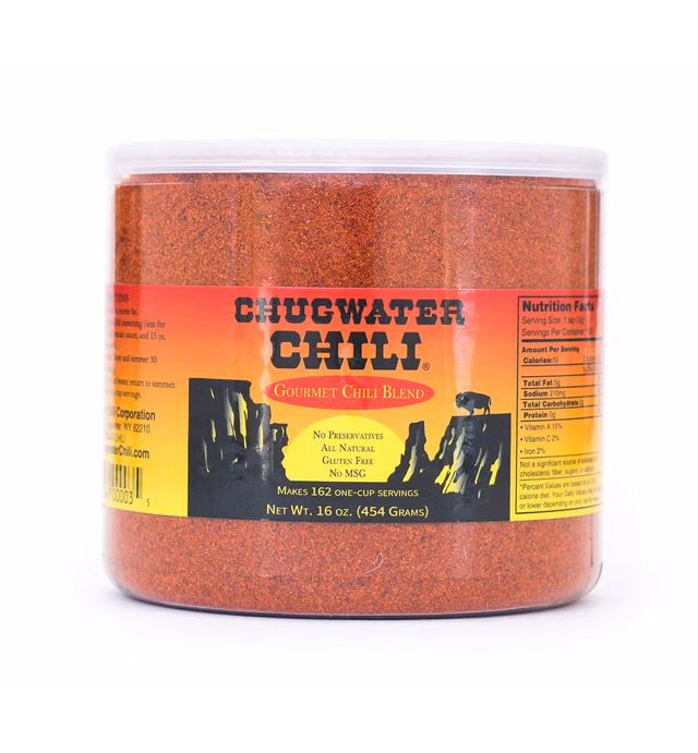 Chugwater Chili | Gourmet Chili Seasoning Mix & Taco Seasoning | 16oz Tub | Wyoming State Championship Chili Recipe | Secret Blend 12 Spices | All Natural, Gluten Free, No MSG & No Preservatives.