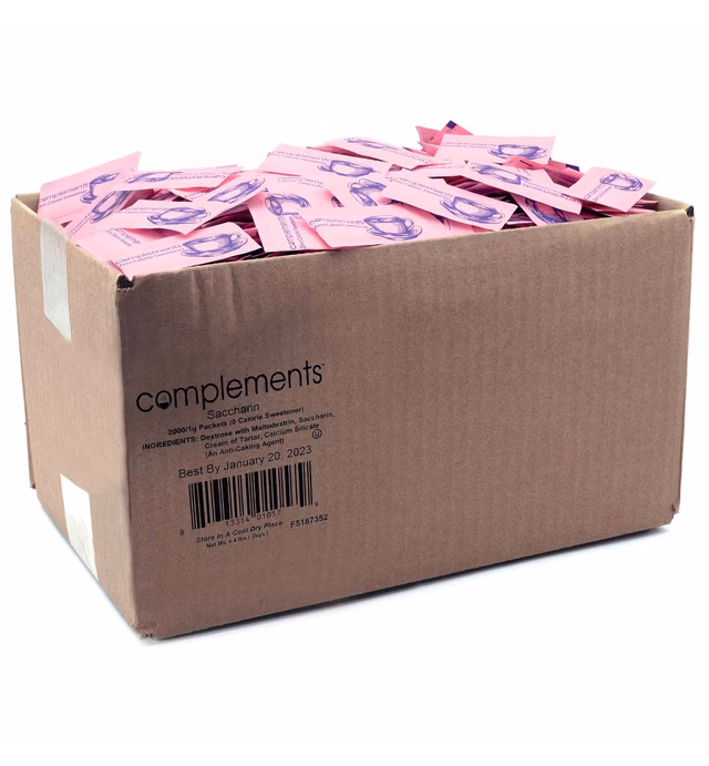 Complements Zero Calorie Saccharin Pink Sweetener Packets, 2000 Count