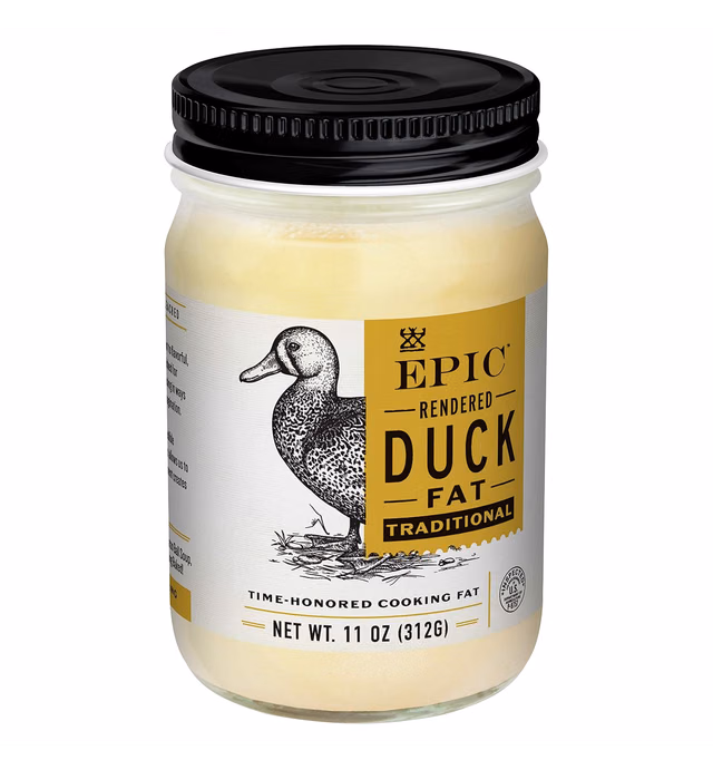EPIC Rendered Duck Fat, Keto Friendly, Gluten Free, 11 oz Jar